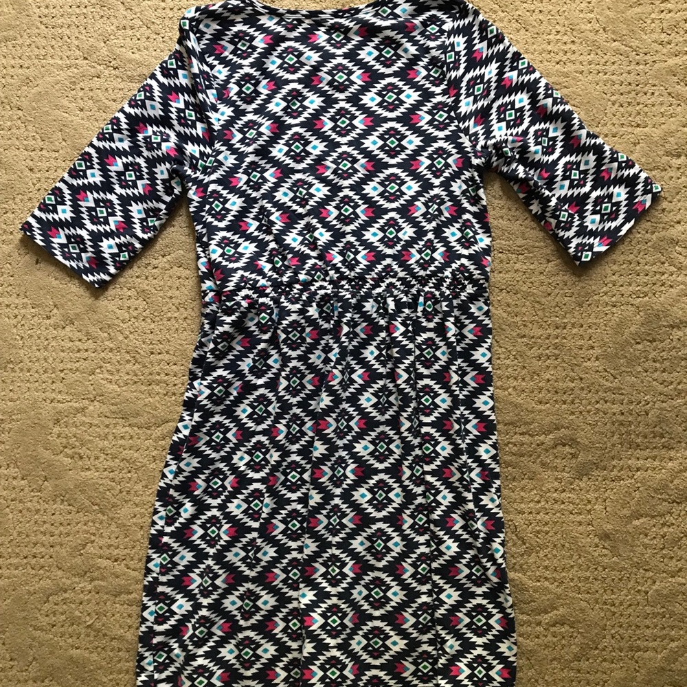 Girl’s dress. Size 14/16. Navy Blue/multi.